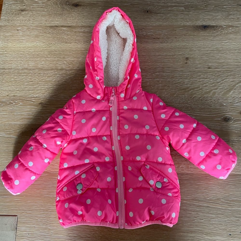 Carters Pink Polka Dot Puffer Jacket